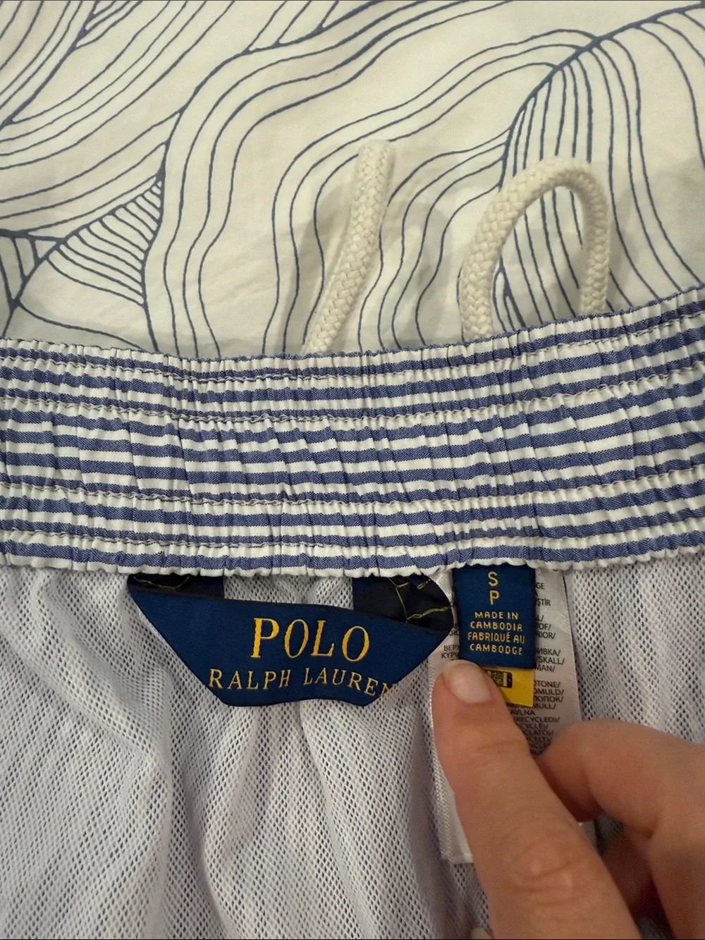 Polo by Ralph Lauren Navy and White Striped Men’s Swim Trunks